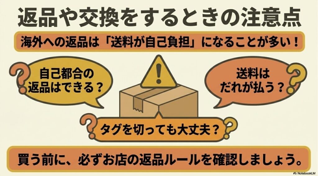 返品ルールの事前確認と自己都合による返送の注意喚起