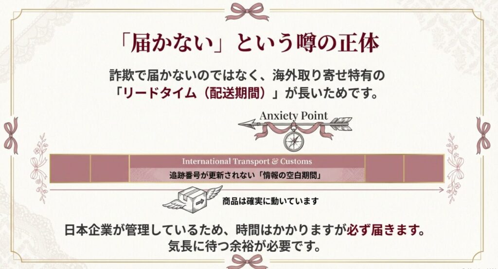 海外取り寄せ特有の配送期間と「届かない」と感じる理由の解説