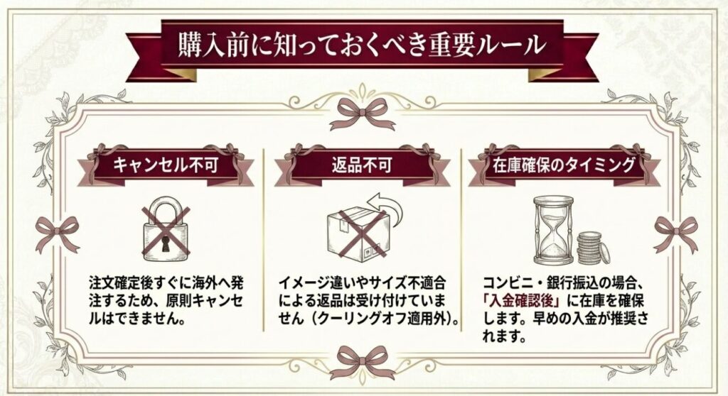 注文後のキャンセルや返品不可に関する重要ルールの解説