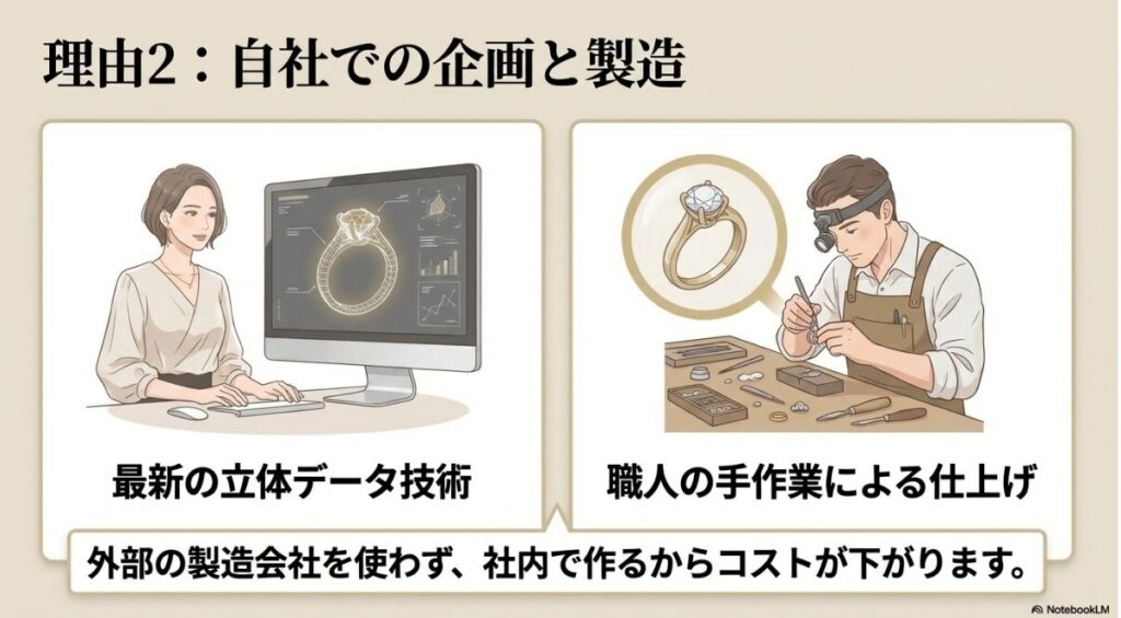 外部業者を使わず社内で製造してコストを削減する体制