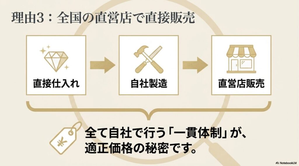 全て自社で行う適正価格の秘密を解説した図式