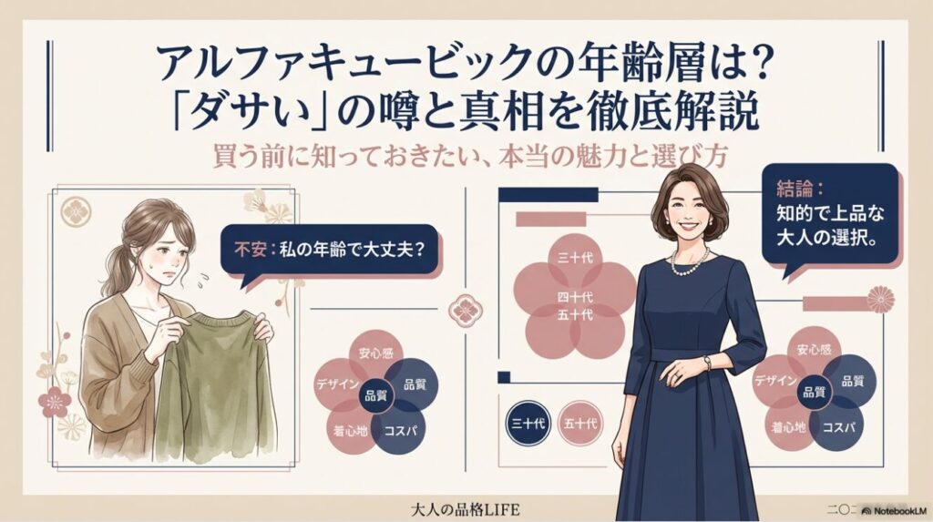 知的で上品な大人の選択肢としてブランドの魅力をまとめた図解