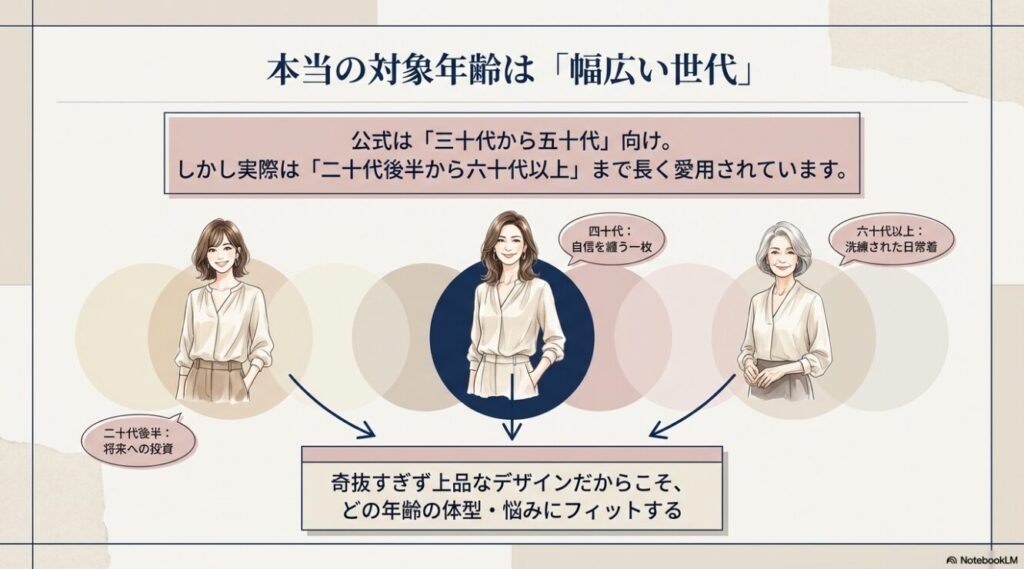 公式の対象年齢と実際の愛用者層である20代後半から60代以上までの解説