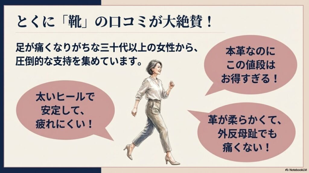 疲れにくく外反母趾でも痛くないと評価されている本革パンプスの口コミ