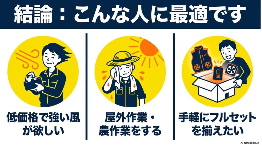 低価格で強い風を求める屋外作業者に向けた結論
