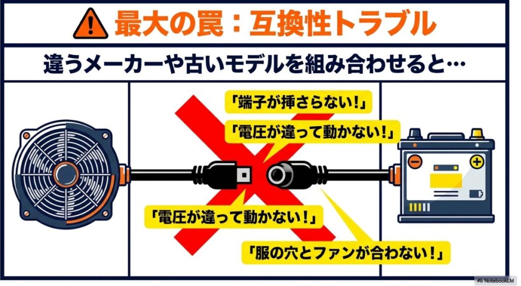 端子や電圧の違いによって発生する動作不良の罠