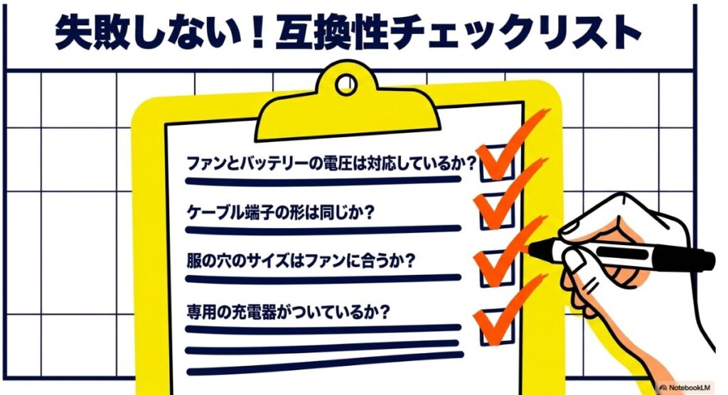 接続トラブルを未然に防ぐためのファンとバッテリーの確認リスト