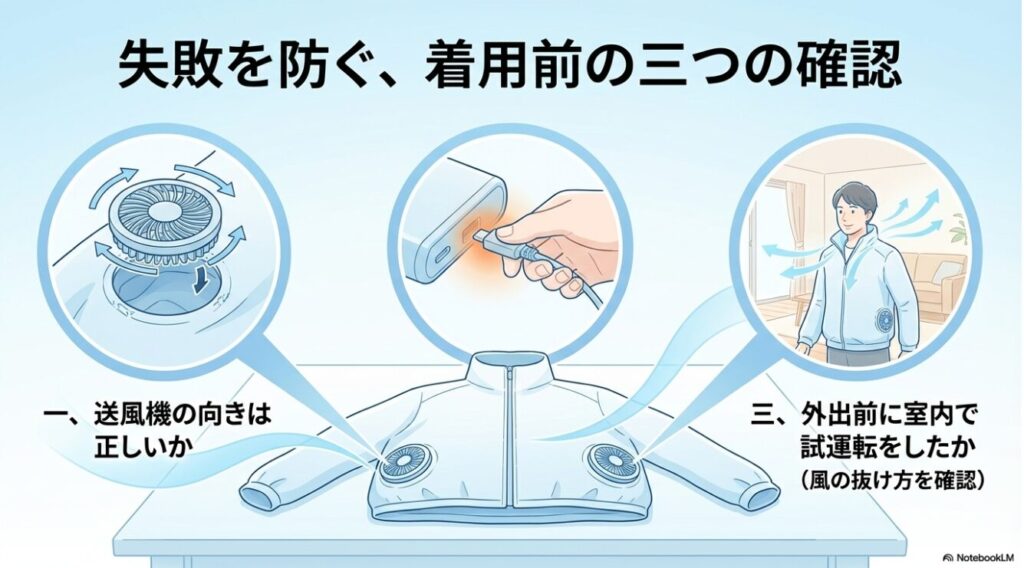 送風機の向きや室内での試運転など外出前に確認する3つの手順