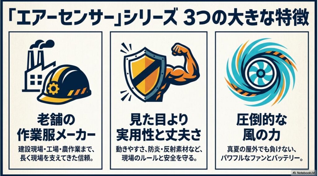 老舗作業服メーカーならではの実用性と圧倒的な風力