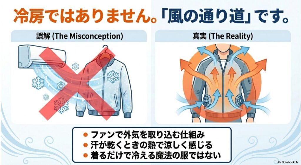 ファンで風を通し汗の気化熱を利用する誤解と真実の解説