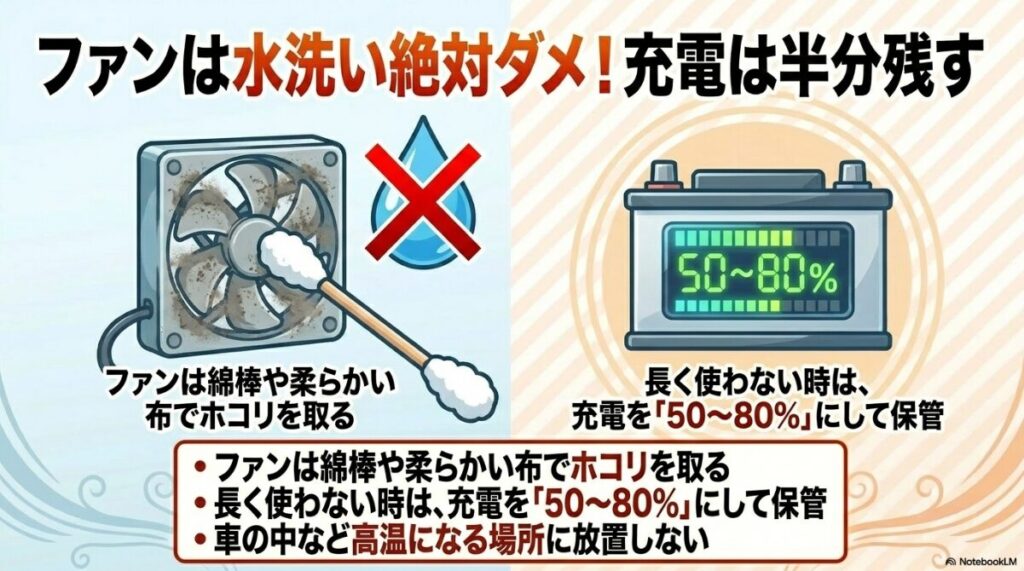 長期間使わない時は充電を50から80パーセント残す長持ち術