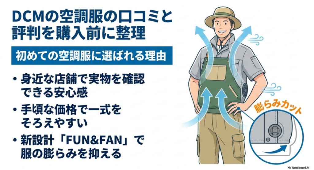 実店舗での確認や服の膨らみを抑える新設計などDCM製品の魅力