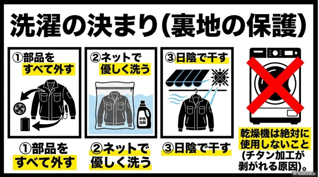 部品を外しネットで洗い日陰で干す