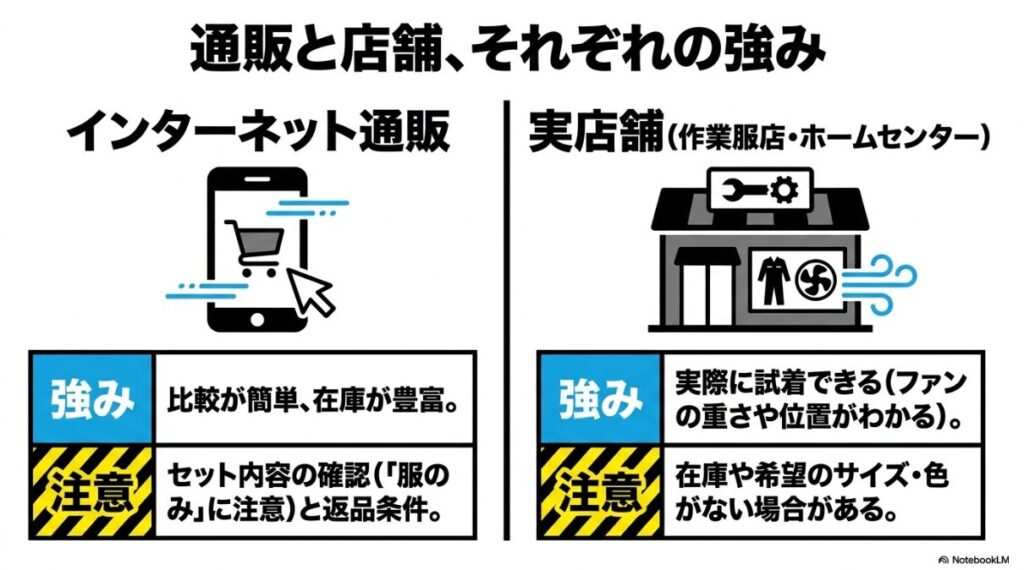 通販の比較しやすさと店舗の試着可能というそれぞれのメリット