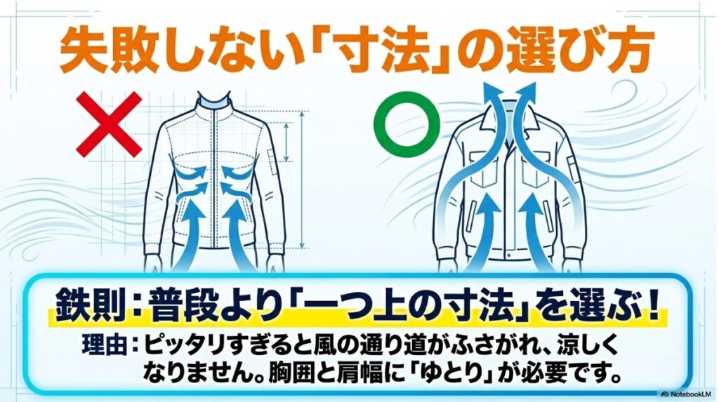 涼しさを最大限に引き出すゆとりのある寸法選び