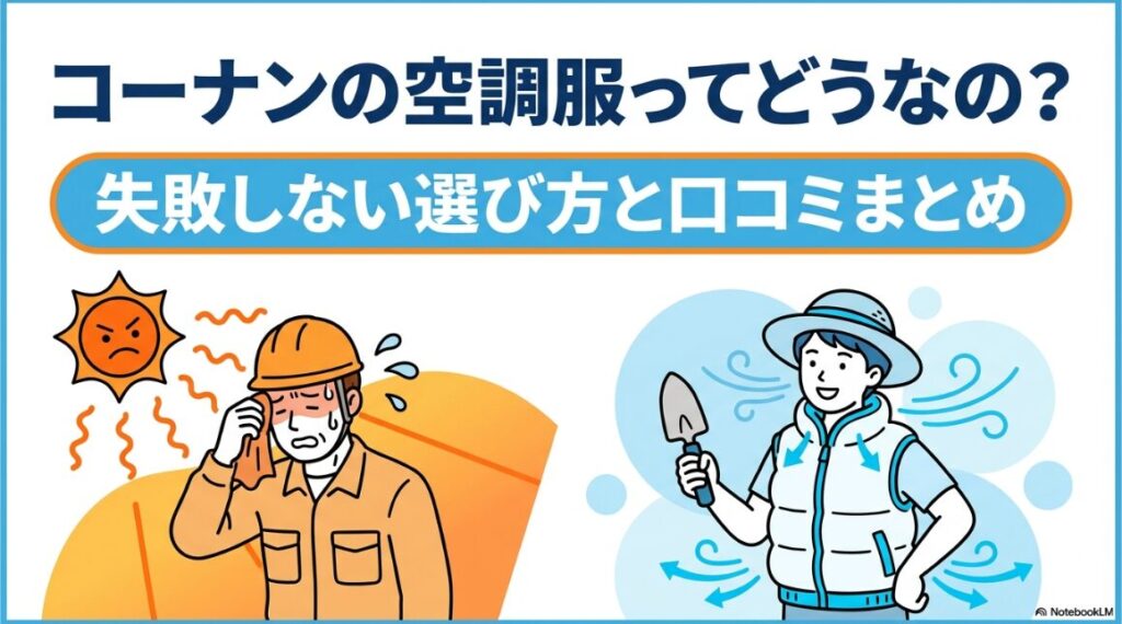 コーナンで買える空調服の口コミやおすすめ情報をまとめた表紙画像
