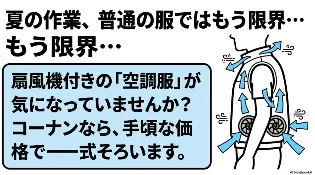 普通の作業服では限界を感じる夏場に向けた扇風機付きウェアの紹介
