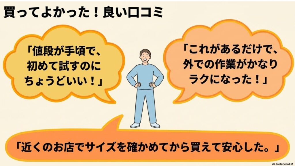 外での作業が楽になったなど初心者が買ってよかったと感じるレビュー