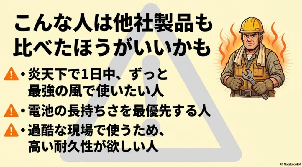 最強の風や高い耐久性を求めるプロ向け用途との比較検討のすすめ