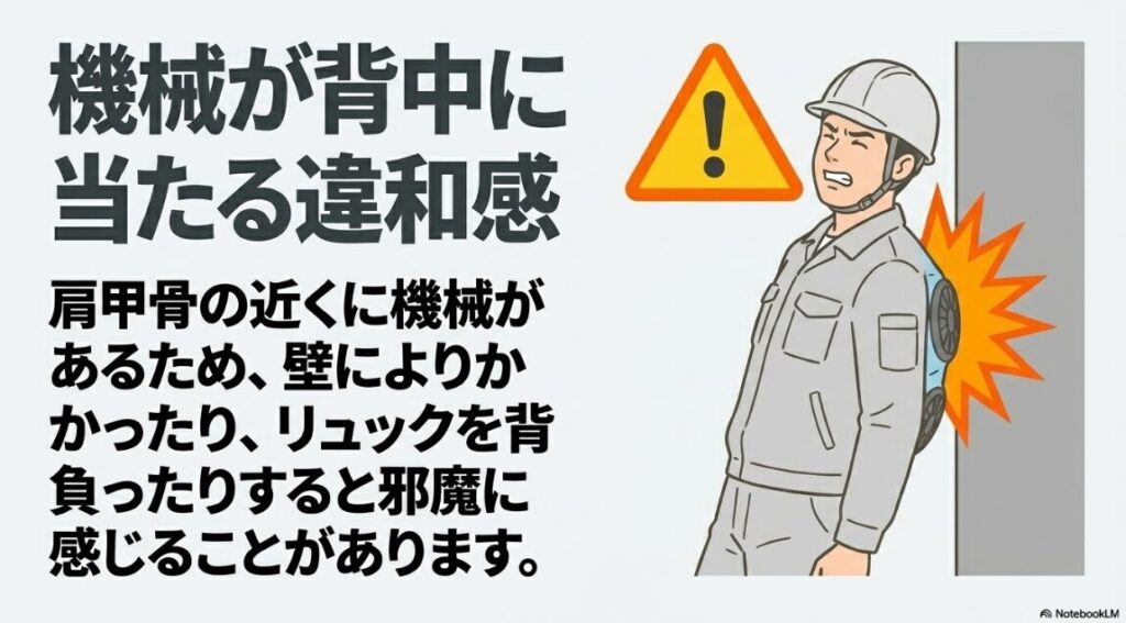 壁によりかかった際にファンが当たる不快感を回避する注意喚起