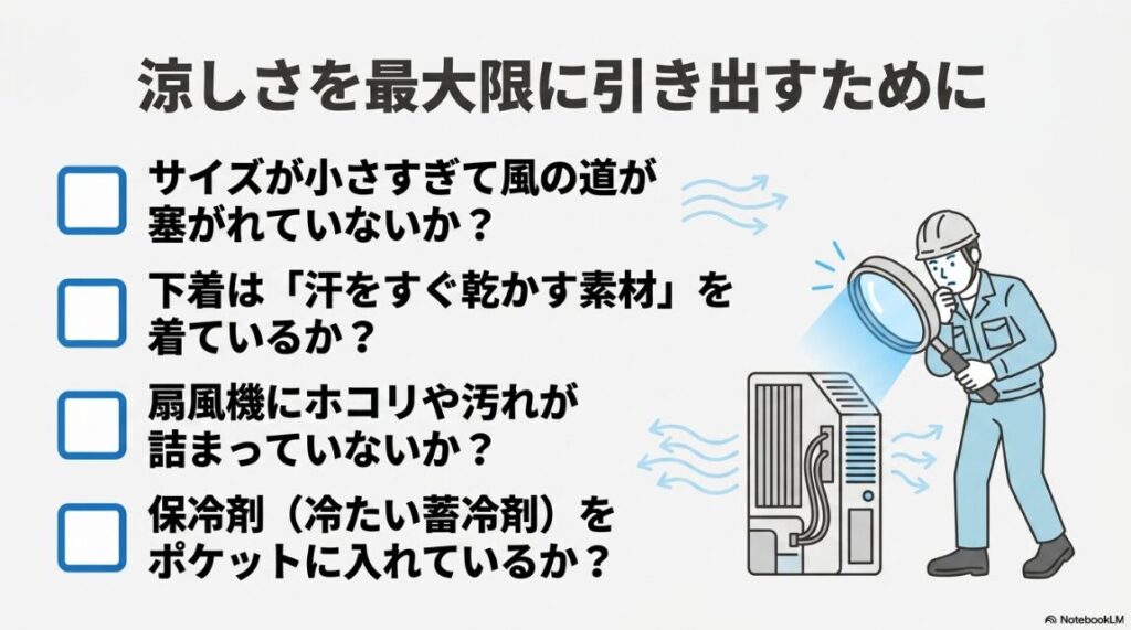 フィルター清掃や保冷剤活用など冷却効果を高める確認ポイント