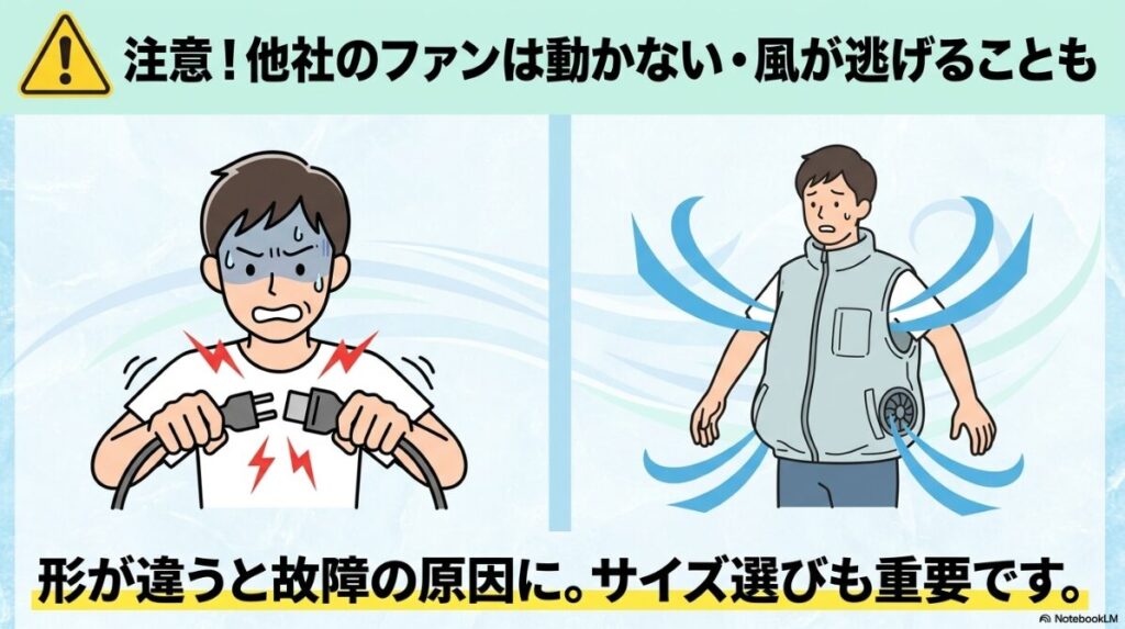 形状の違いによる風漏れや故障の危険性