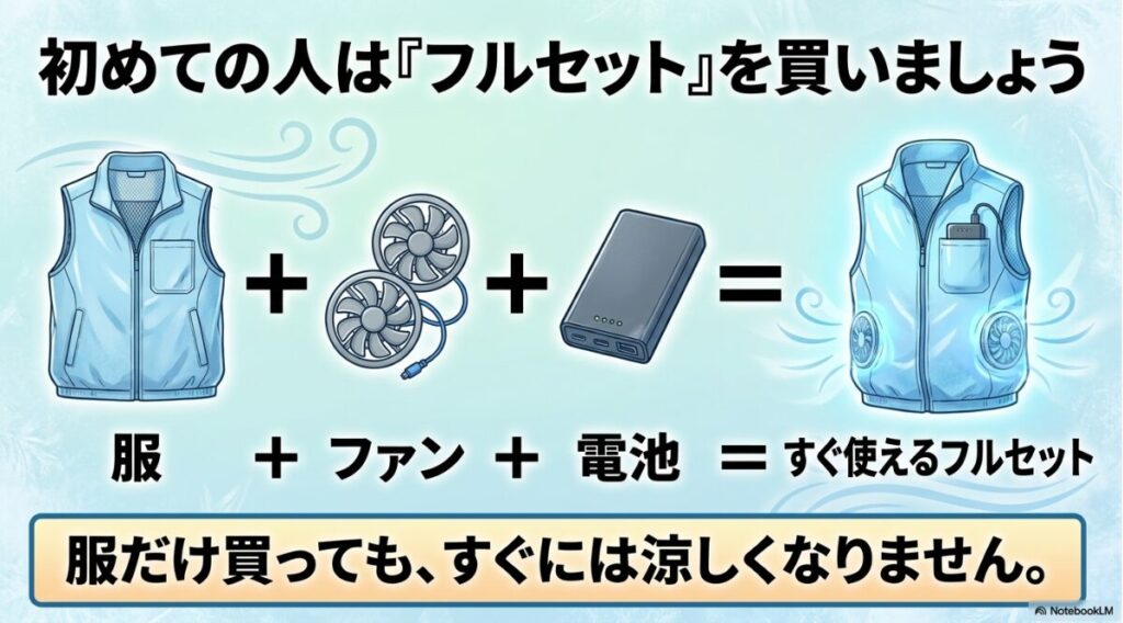 服とファンと電池が揃ってすぐに使える空調服セット
