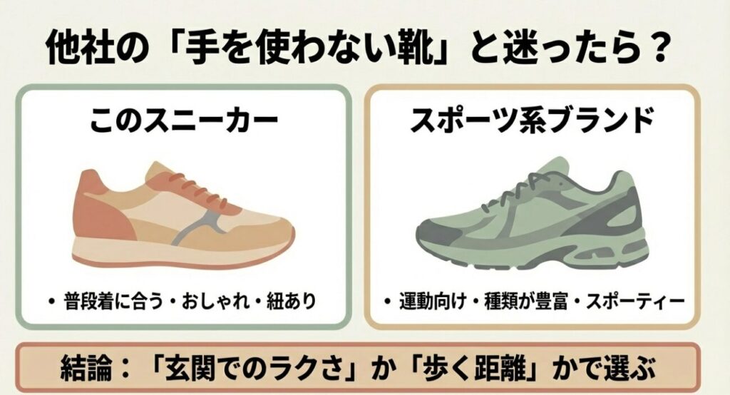 本商品とスポーツ系ブランドの特徴を比較した図