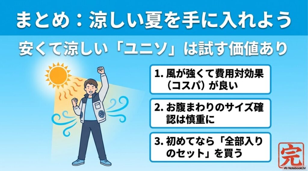 コストパフォーマンスに優れた涼しい空調服の最終評価と振り返り