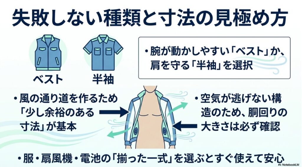 ベストや半袖の選び方と空気を逃がさないためのサイズ確認のコツ