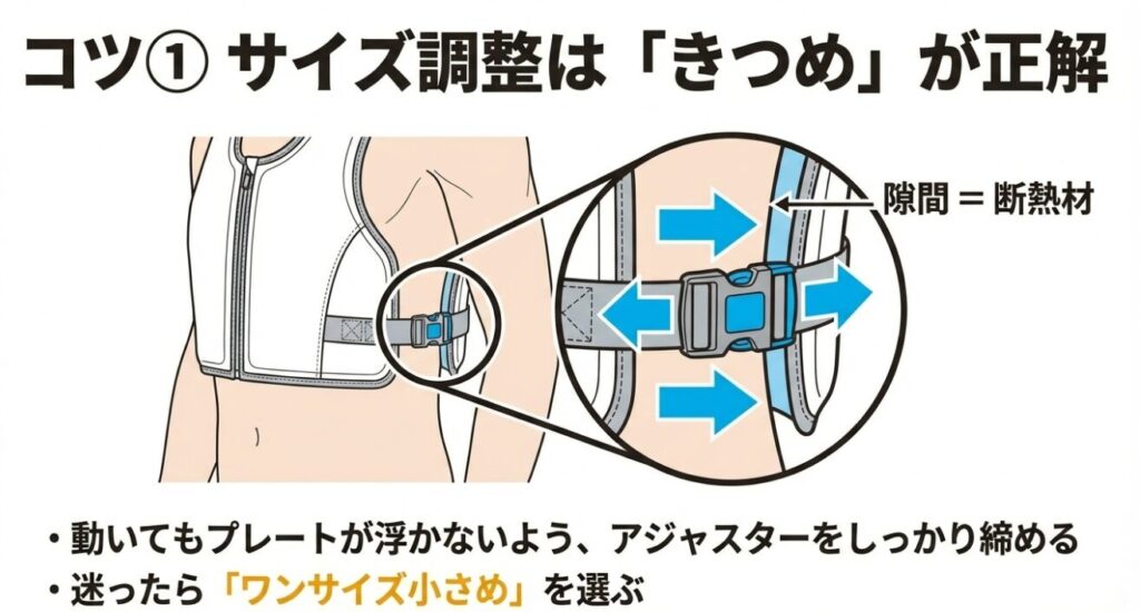 アジャスターによるサイズ調整方法