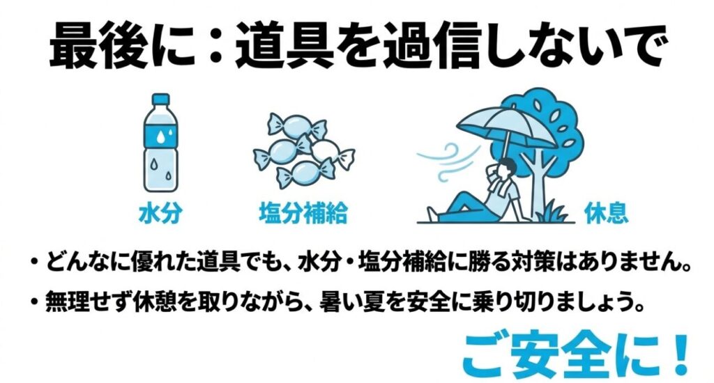 水分・塩分補給と休息の重要性