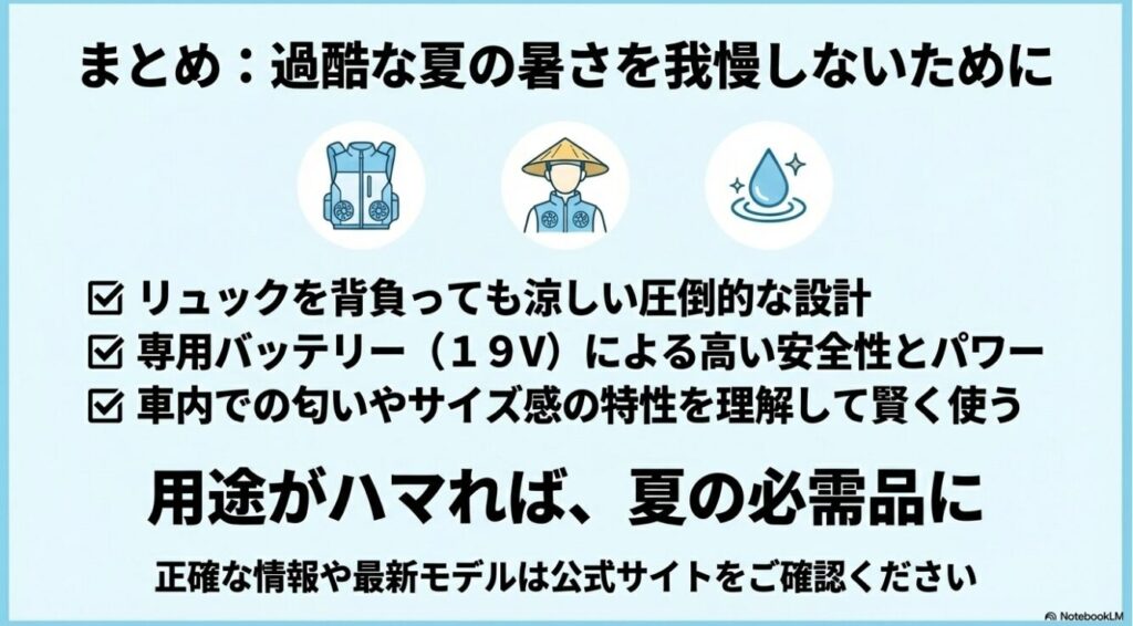 涼しい設計や高い安全性といったモンベルの空調服の特徴と賢い使い方のまとめ