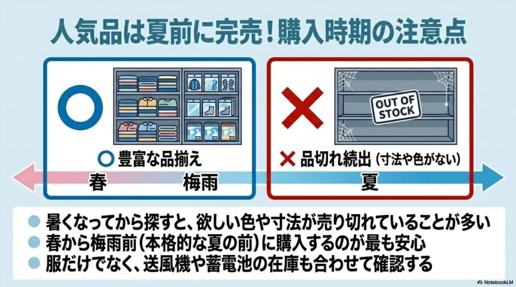 本格的な夏が来る前に服や蓄電池の在庫を確認する重要性