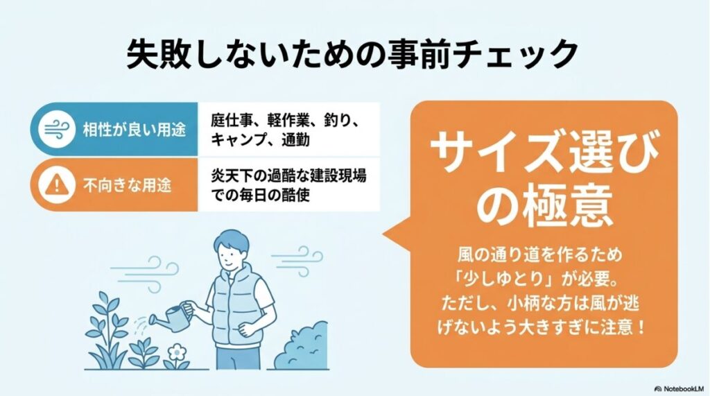 相性の良い使い方と不向きな場面やゆとりを持たせたサイズ選び