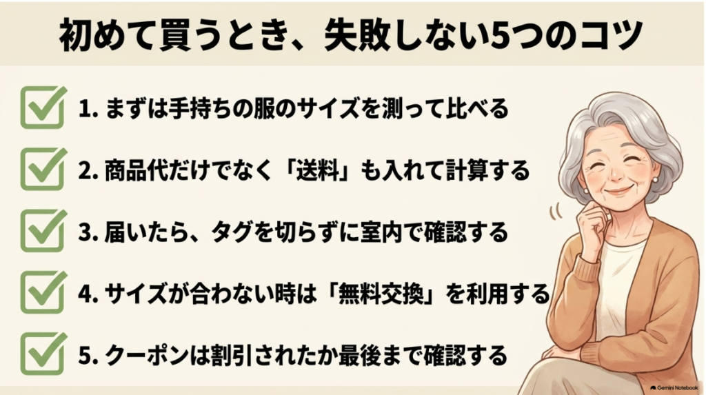 手持ちの服とのサイズ比較やタグを切る前の確認事項