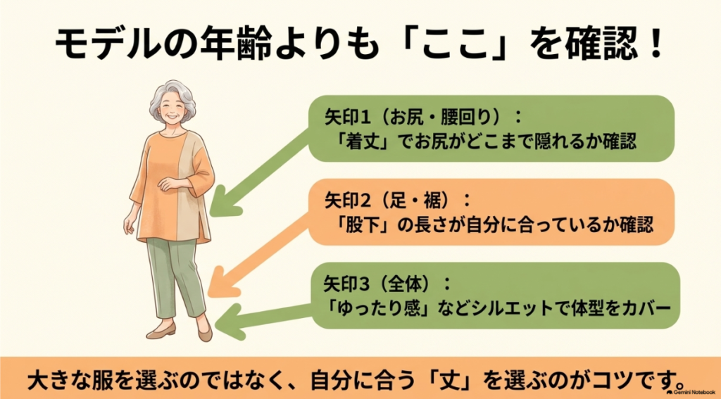 失敗しないためのシルエットやゆったり感の確認箇所