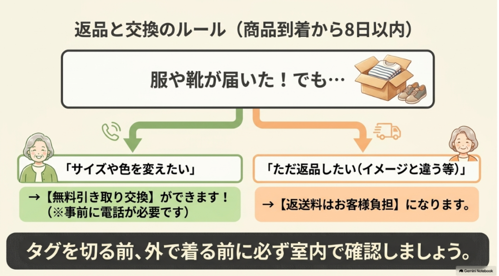 無料引き取り交換と自己都合返品の送料負担について