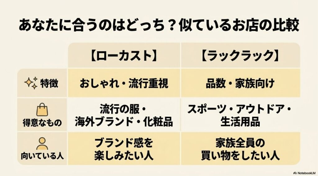 おしゃれ重視のローカストと家族向けで品数豊富なラックラックの対比