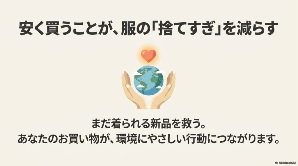 まだ着られる新品を救うことで衣服ロス削減につながる行動