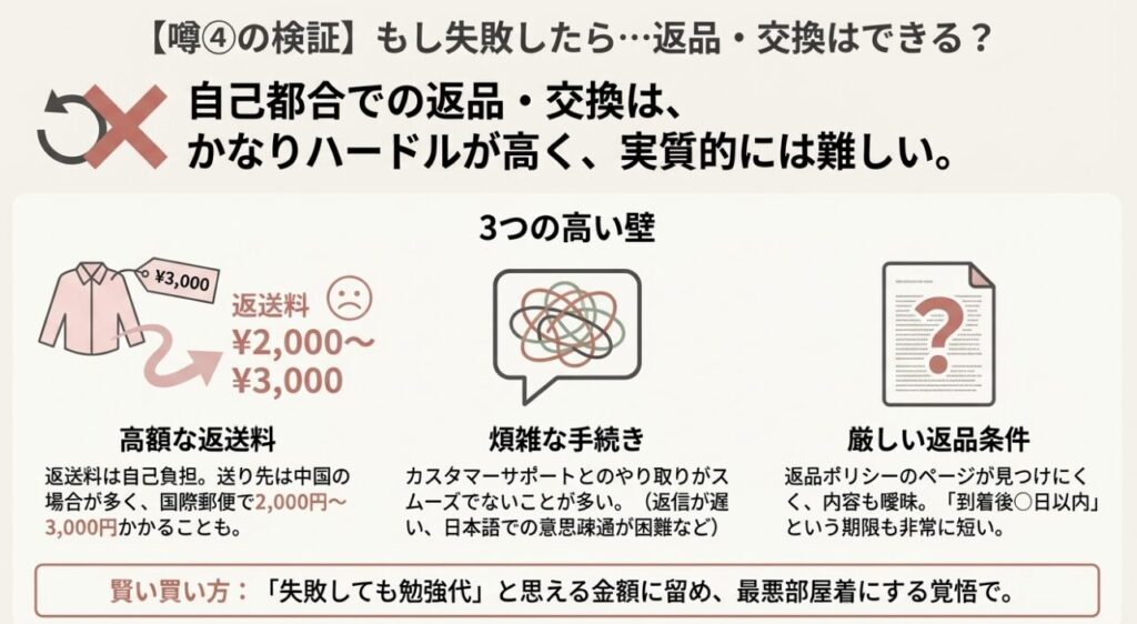 EGGKAの返品交換における高額な送料と手続きの難しさ