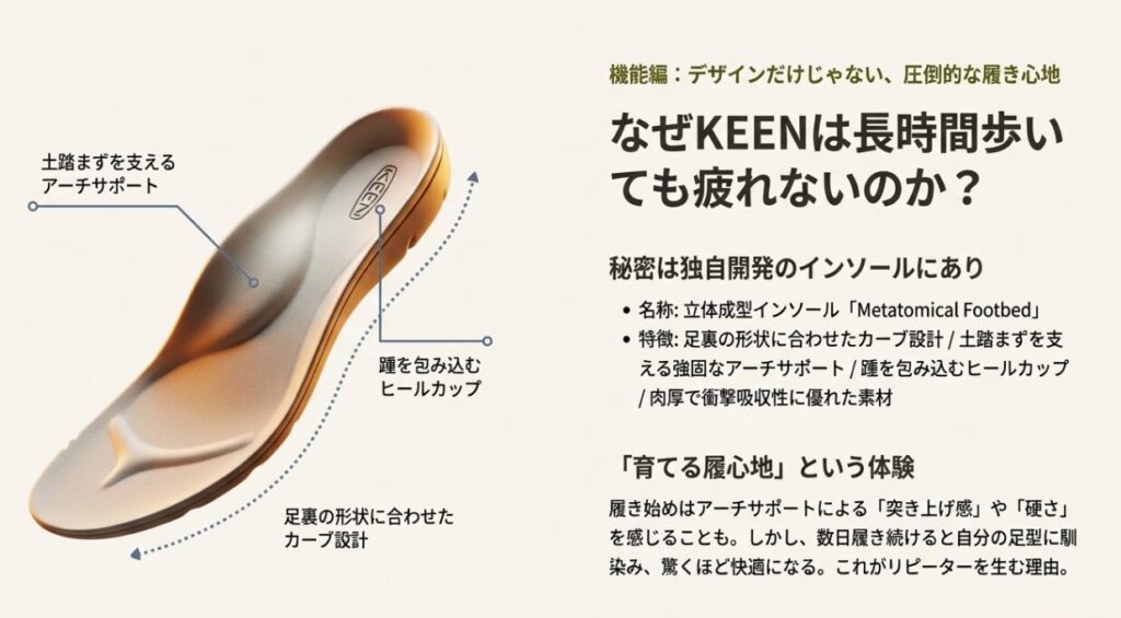 立体成型インソールMetatomical Footbedのアーチサポート機能