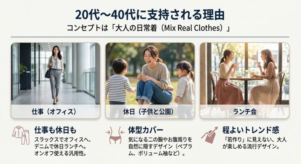 20代～40代向けのブランドコンセプトと利用シーンのイメージ