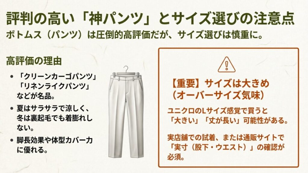 ラコレのパンツ購入時の注意点：サイズは大きめなので実寸確認が必須