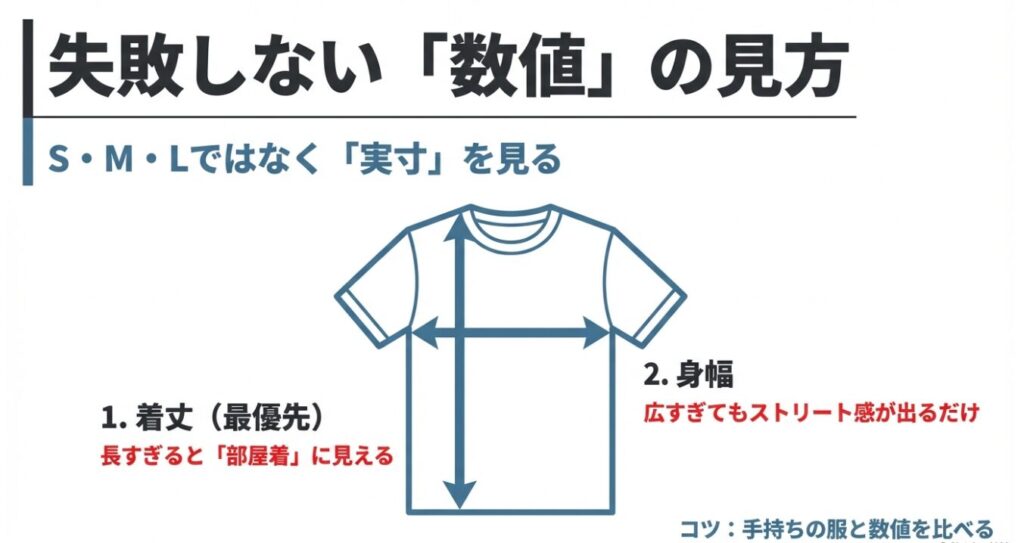 S・M・L表記ではなく着丈や身幅の実寸を優先して確認するコツを解説