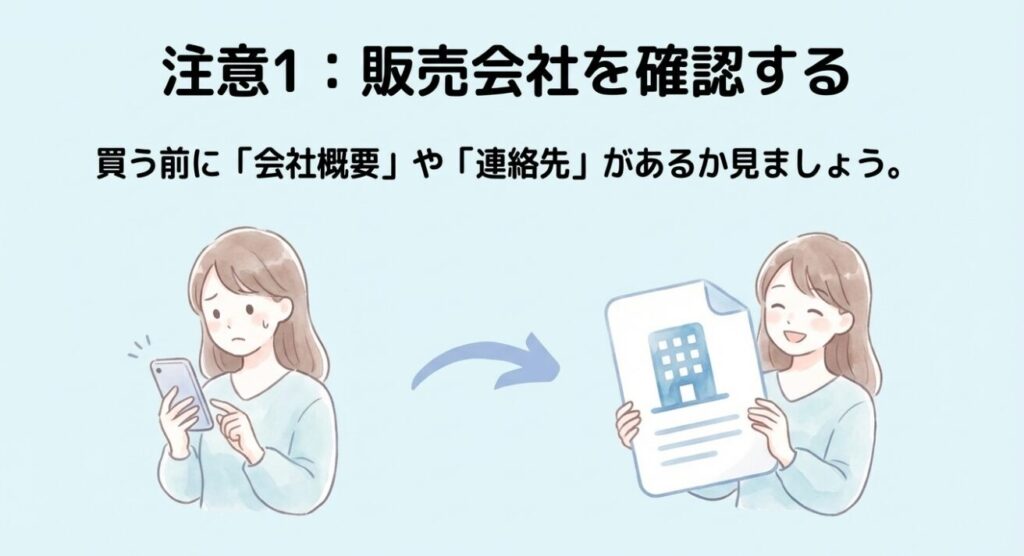 スマートフォンで会社概要や連絡先を確認する女性のイラスト