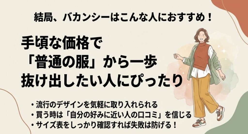 手頃な価格で普通から一歩抜け出したい人に向けたバカンシーのまとめスライド