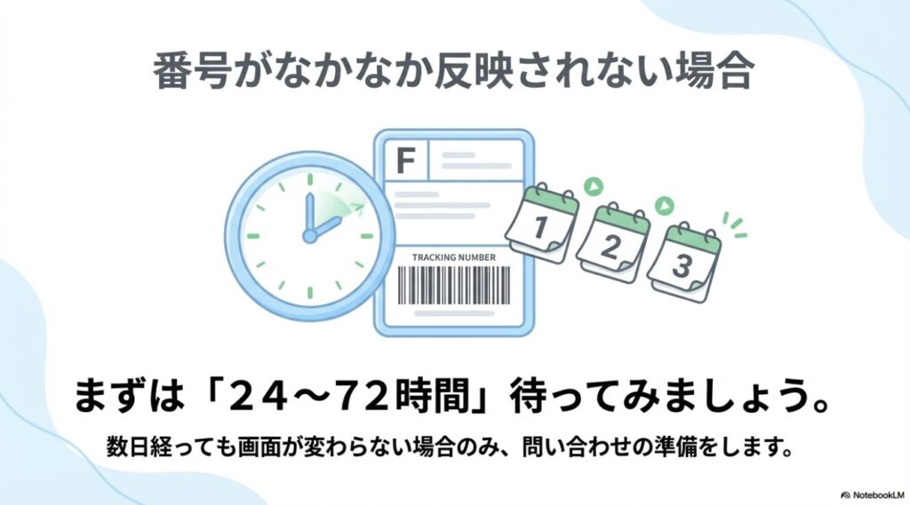 番号が反映されない場合はまず24時間から72時間様子を見ることの推奨