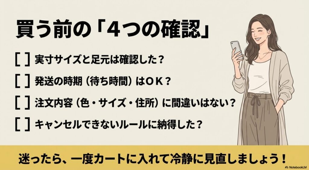 サイズや発送時期など服を買う前の4つの最終確認項目