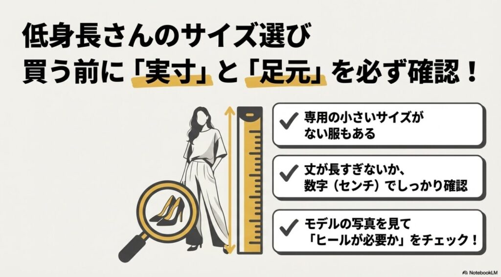 低身長さんは買う前に実寸と足元を確認